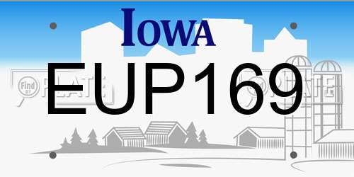 EUP169 Iowa License Plate