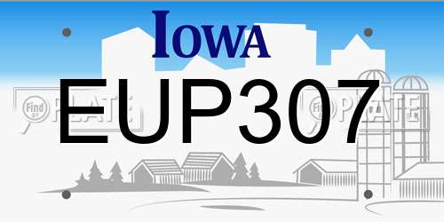 EUP307 Iowa License Plate