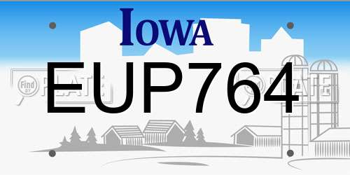 EUP764 Iowa License Plate