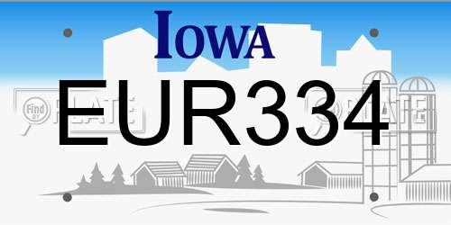 EUR334 Iowa License Plate