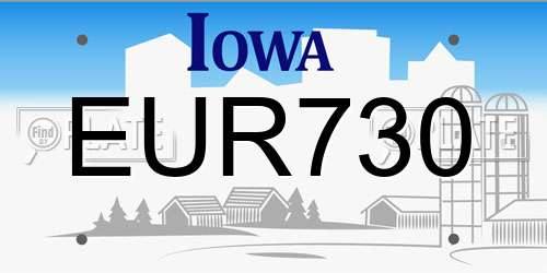 EUR730 Iowa License Plate