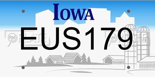 EUS179 Iowa License Plate