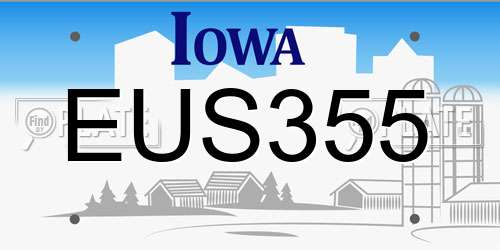 EUS355 Iowa License Plate