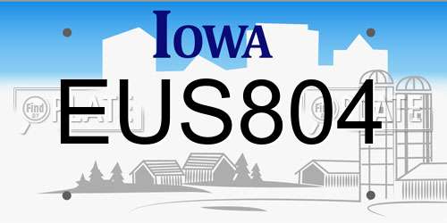 EUS804 Iowa License Plate