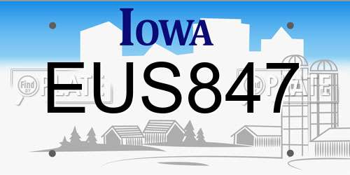 EUS847 Iowa License Plate