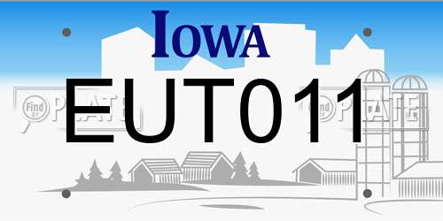 EUT011 Iowa License Plate