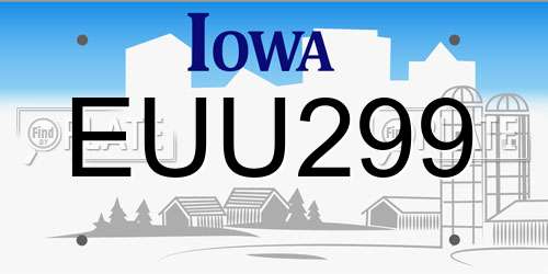 EUU299 Iowa License Plate