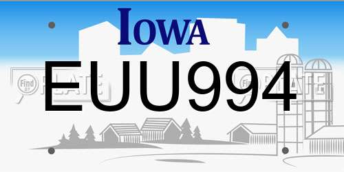 EUU994 Iowa License Plate