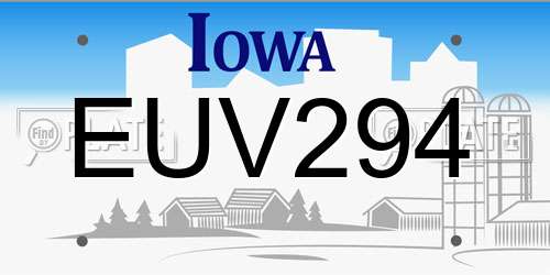 EUV294 Iowa License Plate