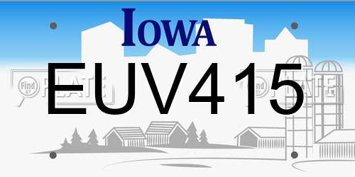 EUV415 Iowa License Plate