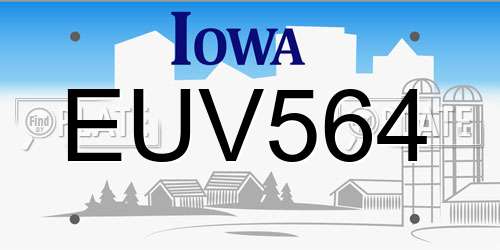 EUV564 Iowa License Plate
