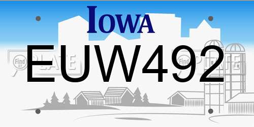 EUW492 Iowa License Plate