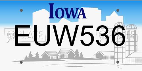 EUW536 Iowa License Plate