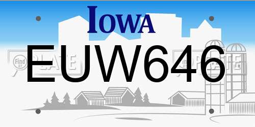 EUW646 Iowa License Plate