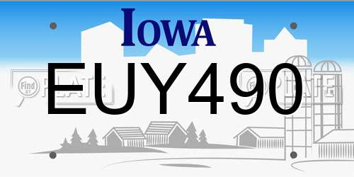 EUY490 Iowa License Plate