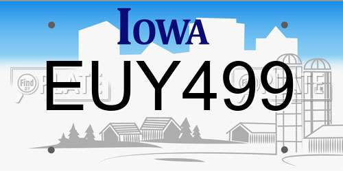 EUY499 Iowa License Plate