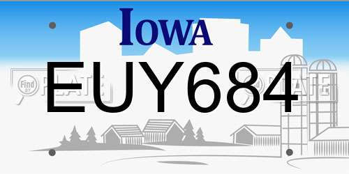 EUY684 Iowa License Plate