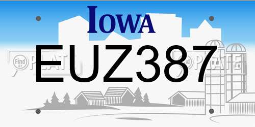 EUZ387 Iowa License Plate