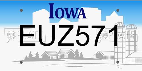 EUZ571 Iowa License Plate