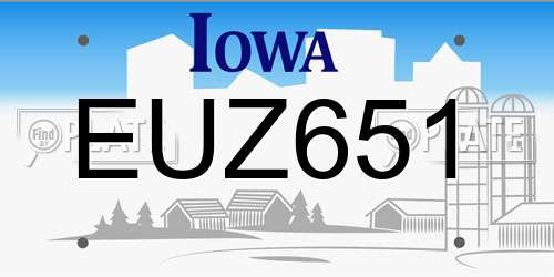 EUZ651 Iowa License Plate