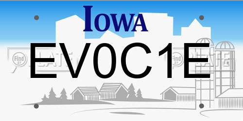 EV0C1E Iowa License Plate