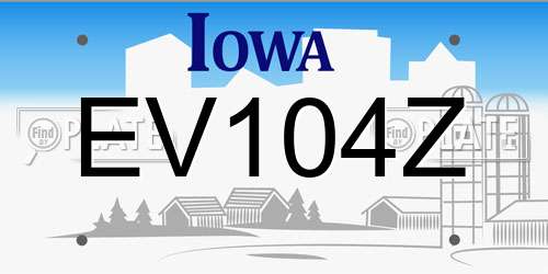 EV104Z Iowa License Plate
