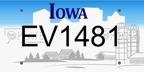 EV1481 Iowa License Plate