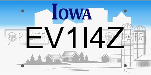EV1I4Z Iowa License Plate