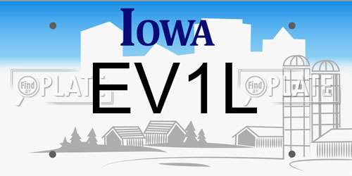 EV1L Iowa License Plate