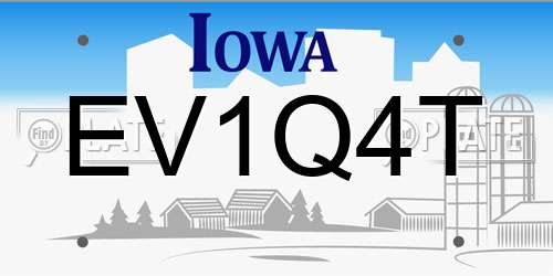 EV1Q4T Iowa License Plate