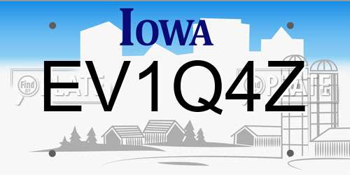 EV1Q4Z Iowa License Plate