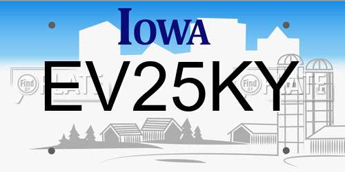 EV25KY Iowa License Plate