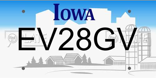 EV28GV Iowa License Plate