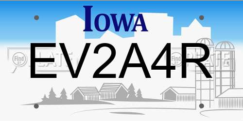 EV2A4R Iowa License Plate