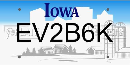 EV2B6K Iowa License Plate