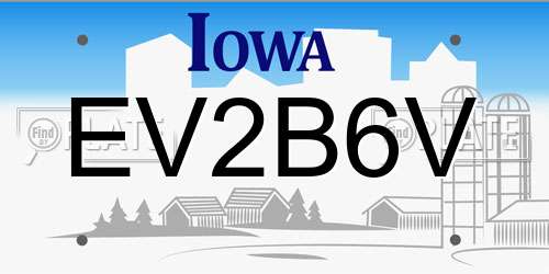 EV2B6V Iowa License Plate