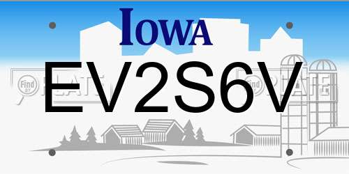 EV2S6V Iowa License Plate