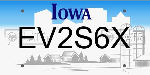 EV2S6X Iowa License Plate