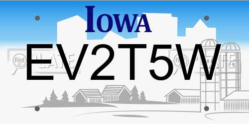EV2T5W Iowa License Plate