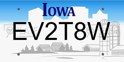 EV2T8W Iowa License Plate