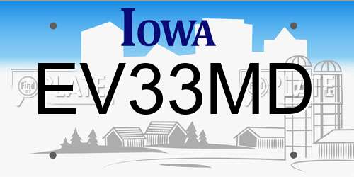 EV33MD Iowa License Plate
