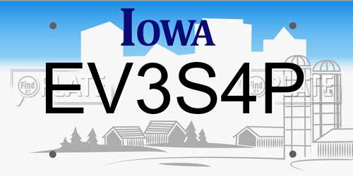 EV3S4P Iowa License Plate