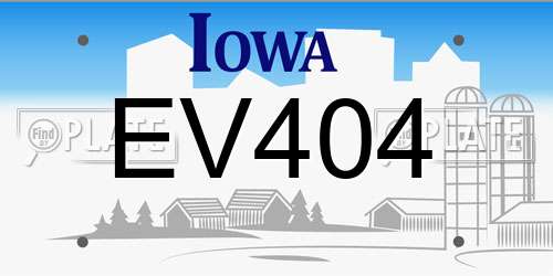 EV404 Iowa License Plate