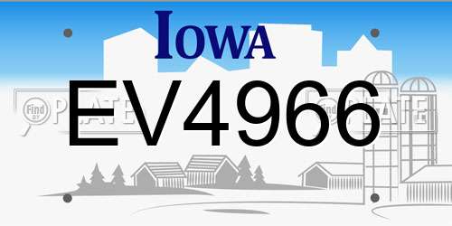 EV4966 Iowa License Plate