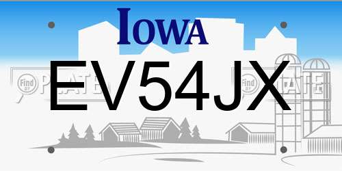 EV54JX Iowa License Plate
