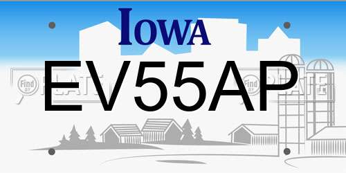 EV55AP Iowa License Plate