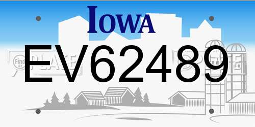EV62489 Iowa License Plate