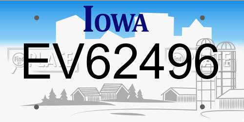 EV62496 Iowa License Plate