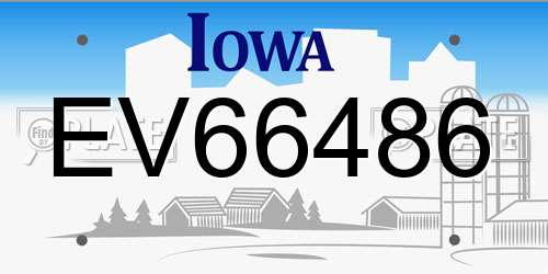 EV66486 Iowa License Plate