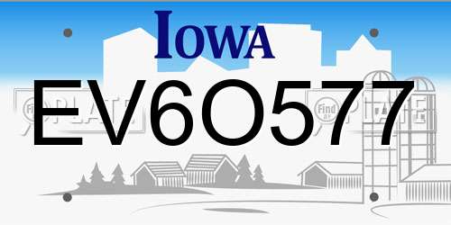 EV6O577 Iowa License Plate
